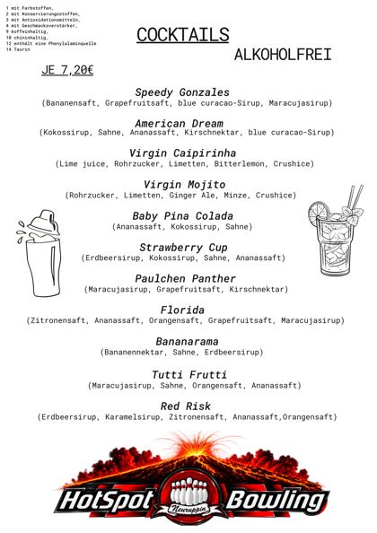 Karte: Cocktails alkoholfrei